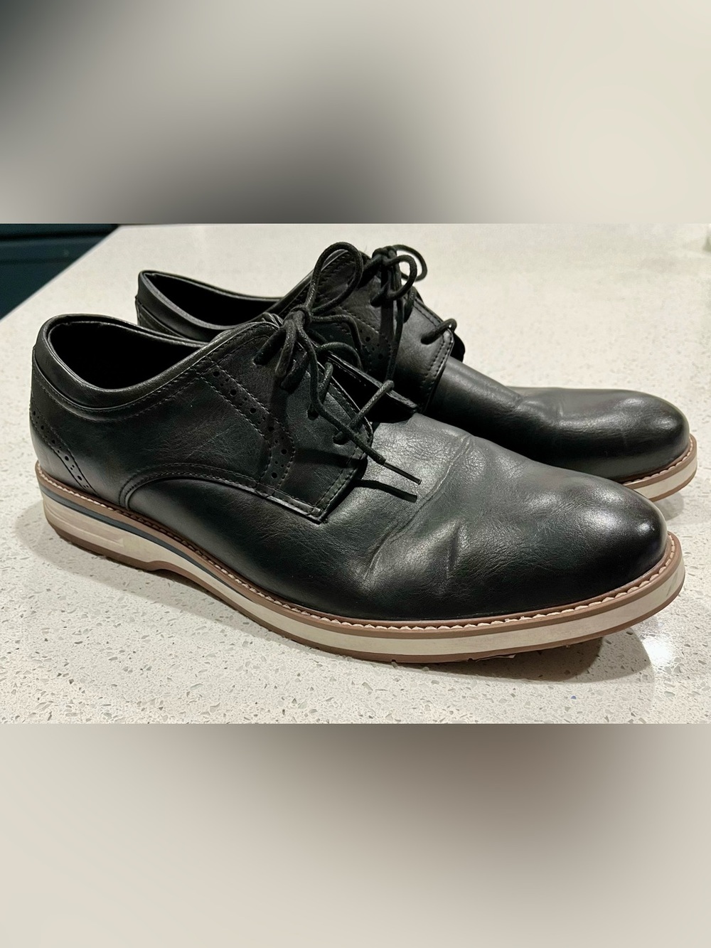 Gordon Rush Men's Plain Toe Oxford Shoes Black Faux Leather Lace Up Size 13 M